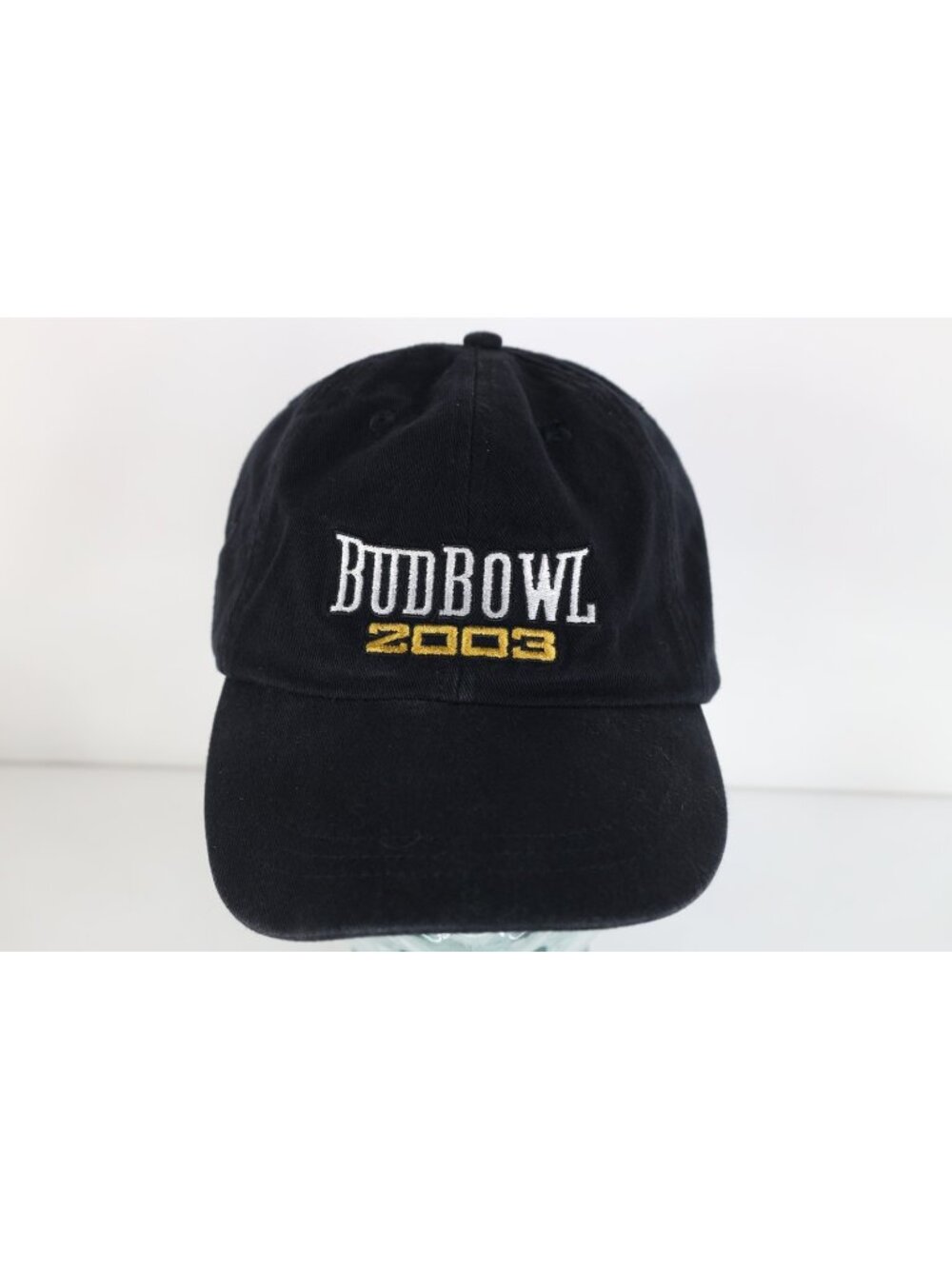 Vintage Y2K 2003 Faded Spell Out Budweiser Beer Bud Bowl Football Hat Cap Black